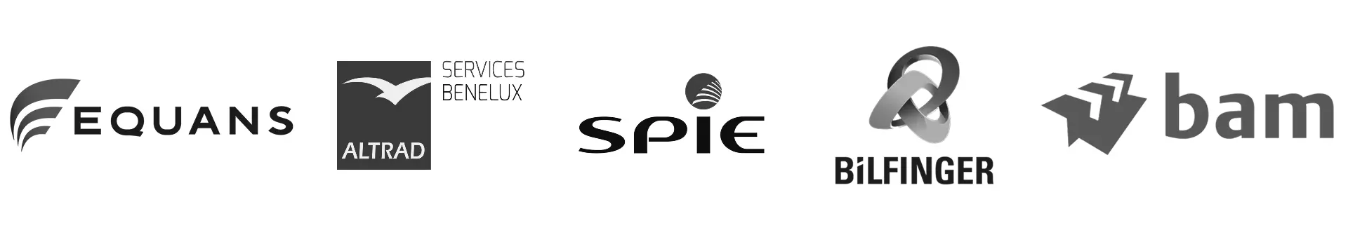 Logos of ORANJEGROEP clients: Equans, Altrad Services Benelux, SPIE, BAM, and Bilfinger.