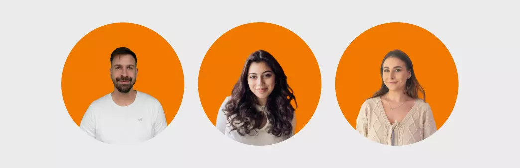 Photos of Aleksi, Ines and Steph,recruiters at ORANJEGROE
